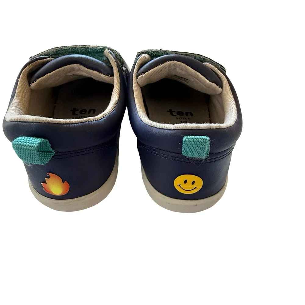 Ten Little Sneakers Navy Blue Green Kids Size 10